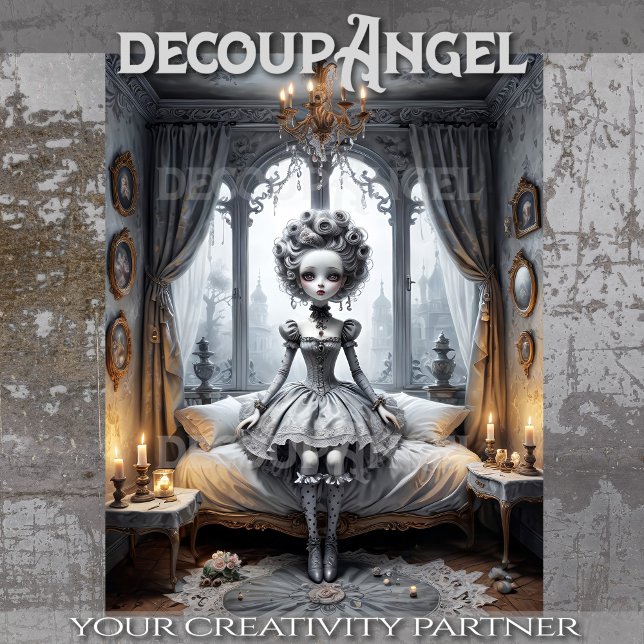 Papel De Seda Decoupage da Boneca Gótica (Criador carregado)