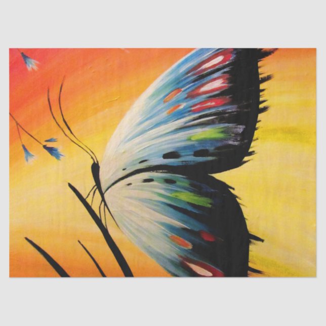 Papel De Seda Decoupage da Borboleta da Aquarela Artística (Frente )