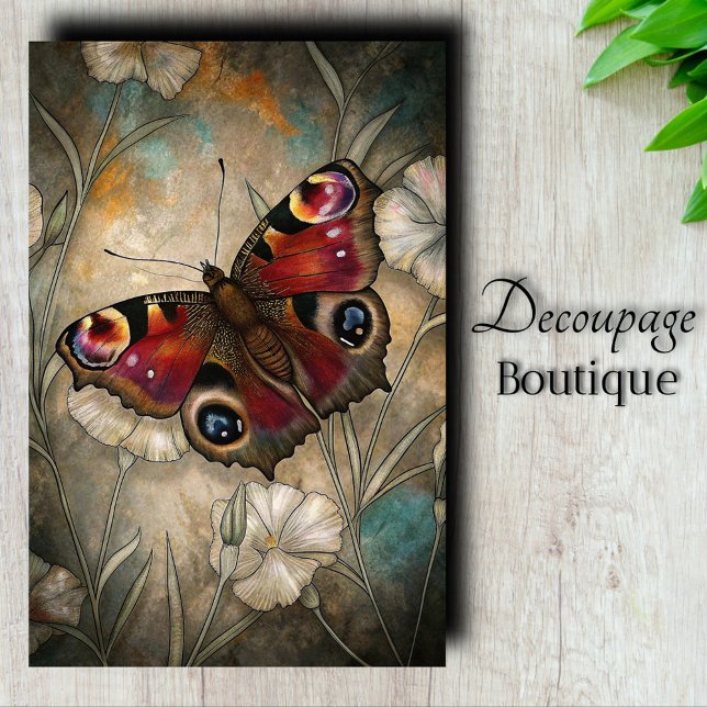 Papel De Seda Decoupage da Borboleta de Pavão (Peacock Butterfly decoupage Tissue Paper)