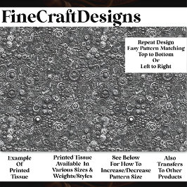 Papel De Seda Decoupage da Cinza de Padrão Mecânico Steampunk BN