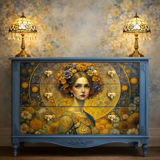 Papel De Seda Decoupage da Deusa Dourada (Golden Goddess Decoupage Tissue Paper)