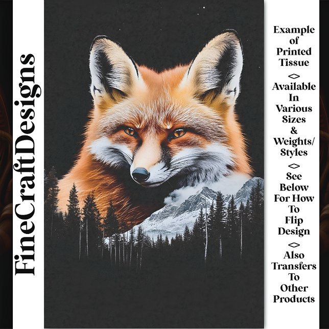 Papel De Seda Decoupage da Fox Vermelha e Paisagem Montanha CE3 (Criador carregado)