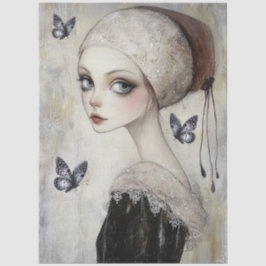 Papel De Seda Decoupage da Garota Gótica Escura