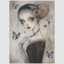 Papel De Seda Decoupage da Garota Gótica Escura