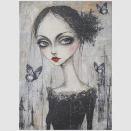 Papel De Seda Decoupage da Garota Gótica Escura