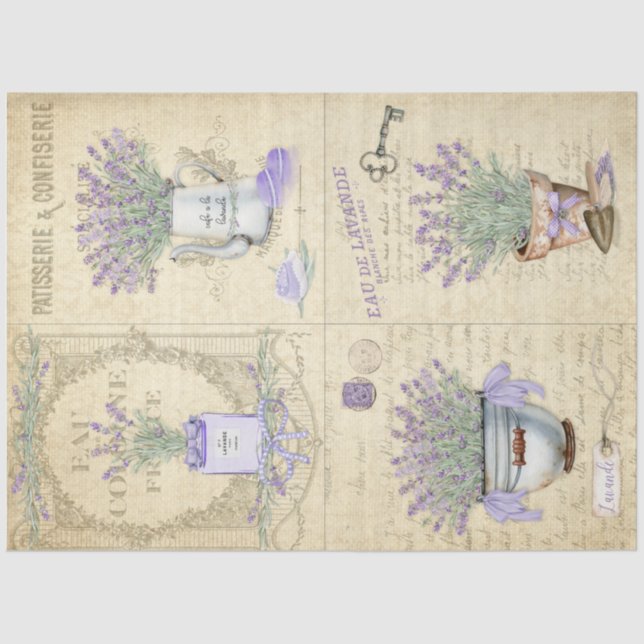 Papel De Seda Decoupage da Lavanda Nacional Francesa (Frente )