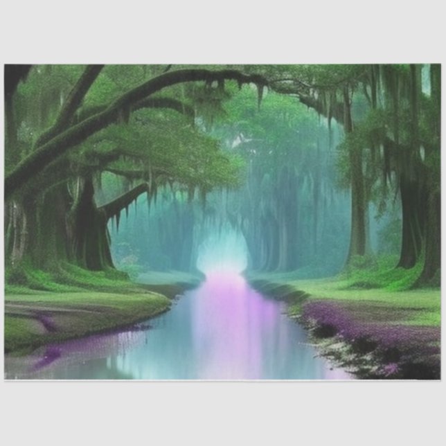 Papel De Seda Decoupage da Louisiana em Púrpura Mágica Bayou (Frente )