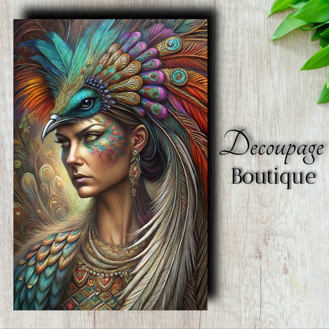Papel De Seda Decoupage da Rainha Peacock (Peacock Queen Decoupage Tissue Paper)