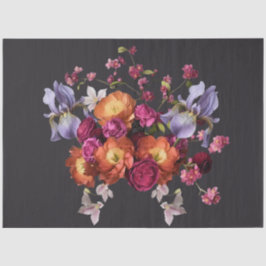 Papel De Seda Decoupage Dark Botanical Bloom