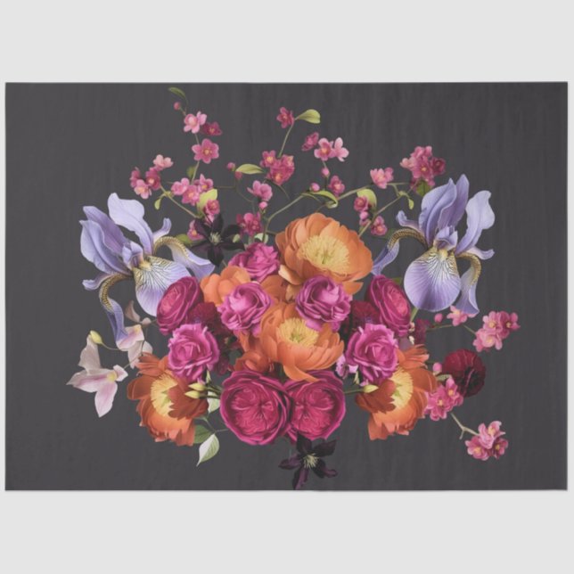 Papel De Seda Decoupage Dark Botanical Bloom (Frente )