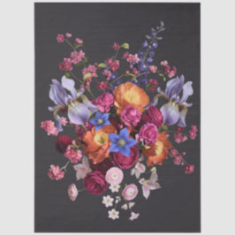 Papel De Seda Decoupage Dark Botanical Bloom