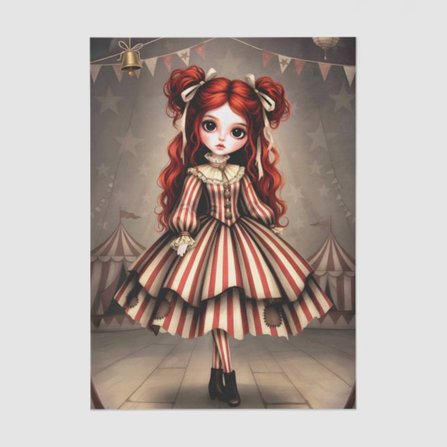 Papel De Seda Decoupage Dark Circus Doll (Frente )