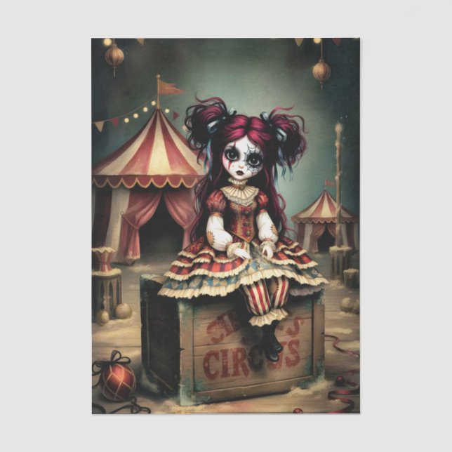 Papel De Seda Decoupage Dark Circus Doll (Frente )