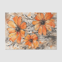 Papel De Seda Decoupage das Flores de Mola Laranja