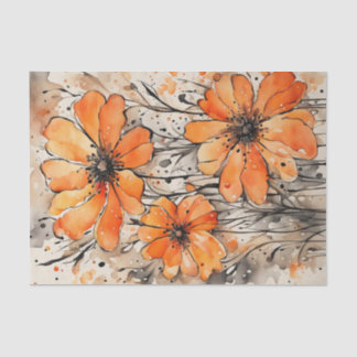 Papel De Seda Decoupage das Flores de Mola Laranja