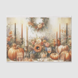Papel De Seda Decoupage de Abóbora Floral de Outono