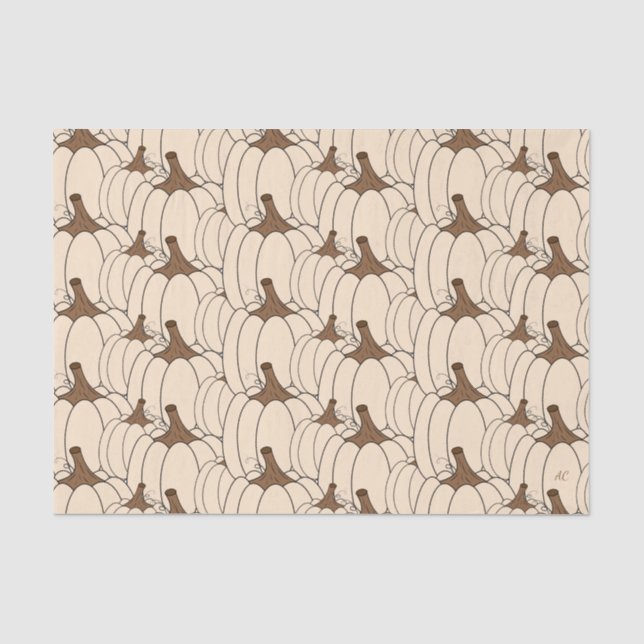 Papel de seda decoupage de abóboras brancas cremos (Frente )