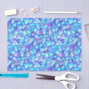 Papel De Seda Decoupage de Água-marinha Iridescente em Aquarela