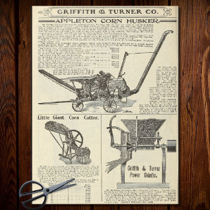 Papel De Seda Decoupage de Anúncio de Equipamento Agrícola de Má