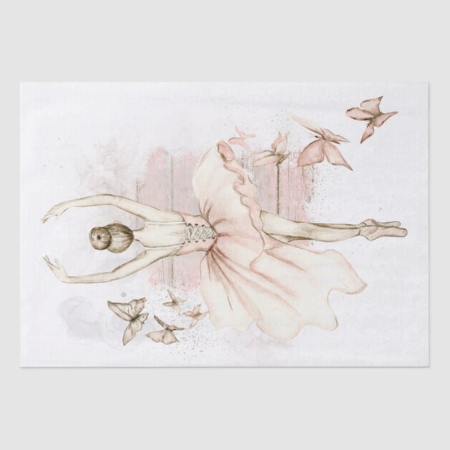 Papel De Seda Decoupage de Aquarela de Borboleta Ballerina (Frente )