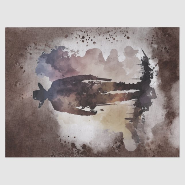 Papel De Seda Decoupage de Aquarela do Cowboy Ocidental (Frente )