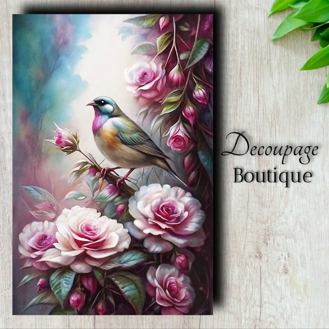 Papel De Seda Decoupage de Arte de Pássaros de Jardim (Garden Bird Art Decoupage Tissue Paper)