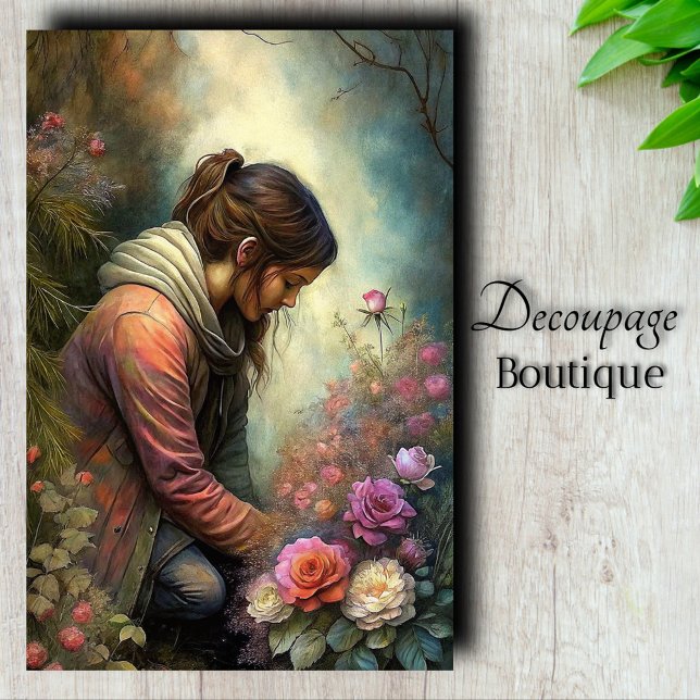 Papel De Seda Decoupage de Arte do Sonho de Jardim (Garden Dream Art Decoupage Tissue Paper)