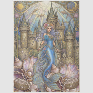 Papel De Seda Decoupage de Arte Nova Fantasia Celestial Sereia