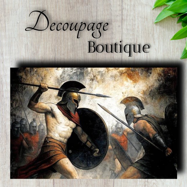 Papel De Seda Decoupage de Batalha Espartana (Spartan Battle Decoupage Tissue Paper)