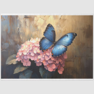 Papel De Seda Decoupage de Blogues Rosa-Borboleta Azul