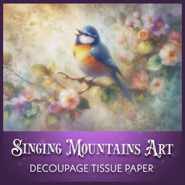 Papel De Seda Decoupage de Bluebird do Jardim do País Francês (Criador carregado)