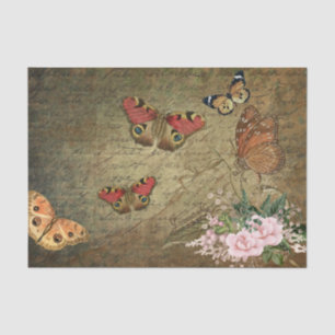 Papel De Seda Decoupage de Borboleta de Flor Ephemera Vintage