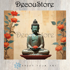 Papel De Seda Decoupage de Buda e Peônias
