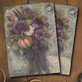 Papel De Seda Decoupage de Buquê Floral Antigo Escuro Ephemera