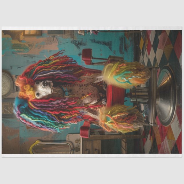 Papel De Seda Decoupage de Cabelo Padrão de Poodle, (Frente )