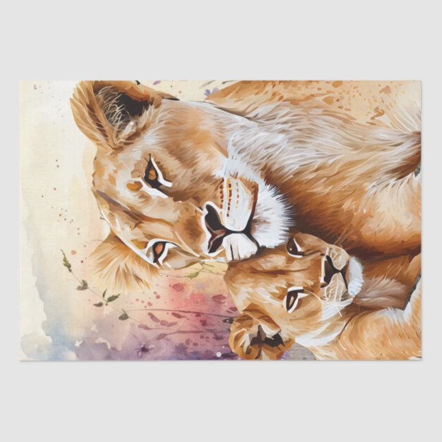 Papel De Seda Decoupage de Cachorros Selvagens de Leão (Frente )