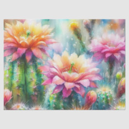 Papel De Seda Decoupage de Cactos Sucultos de Flutuação de Aquar