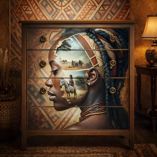 Papel De Seda Decoupage de Calmação de Jornada Africano na Memór (African Heritage Portrait Decoupage Tissue Paper)