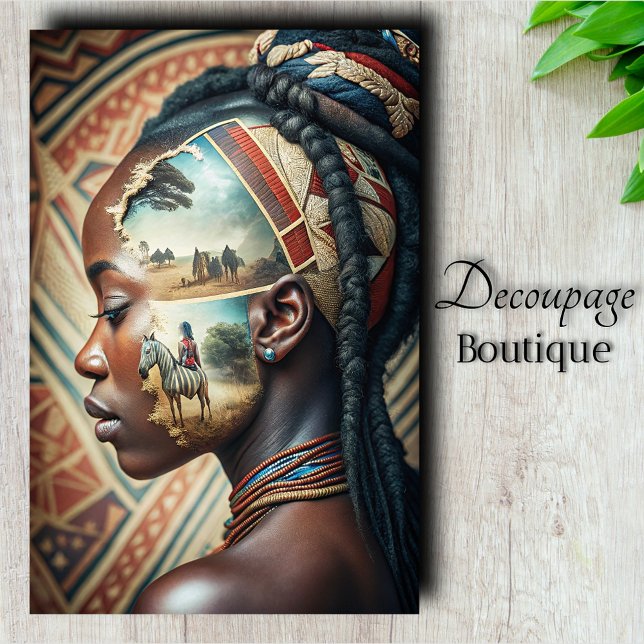 Papel De Seda Decoupage de Calmação de Jornada Africano na Memór (African Heritage Portrait Decoupage Tissue Paper)