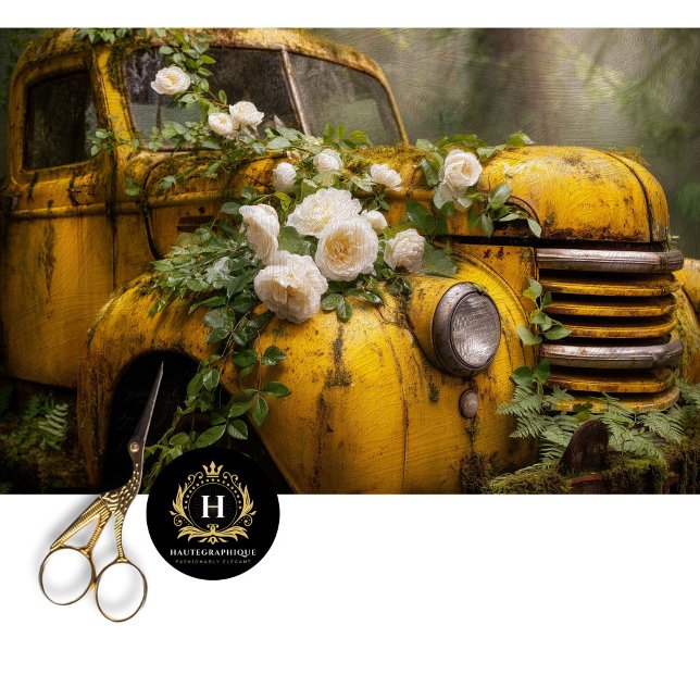 Papel De Seda Decoupage de Caminhão com Rosa Amarela Rústica (Criador carregado)