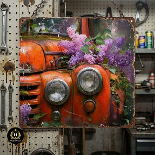 Papel De Seda Decoupage de Caminhão Lilás Laranja Rústico
