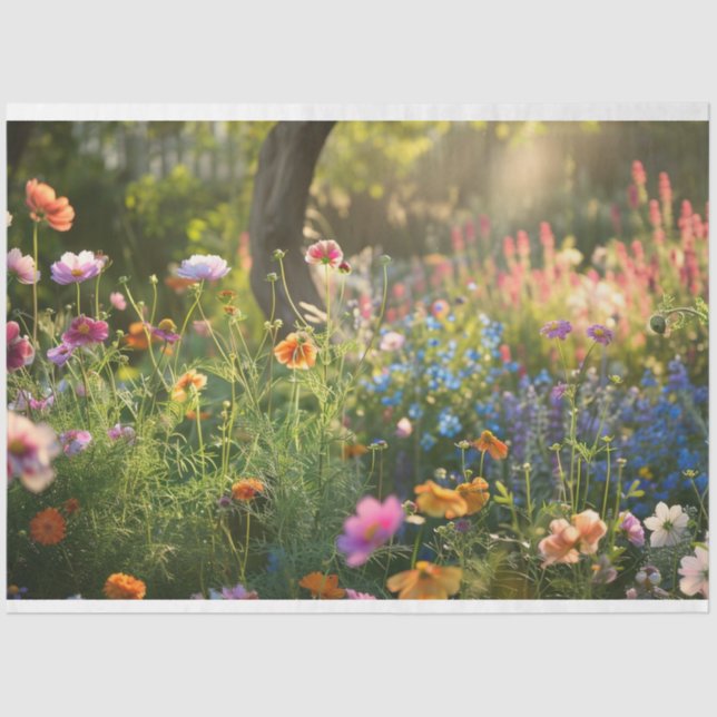 Papel De Seda Decoupage de campo de flores (Frente )