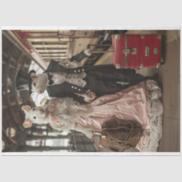 Papel De Seda Decoupage de Camundongos Viajantes Vitorianos