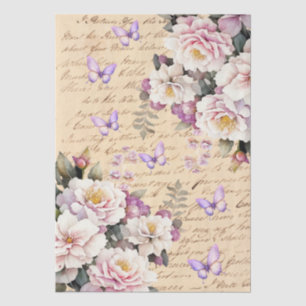 Papel De Seda Decoupage de Carta de Amor Floral Inspirada em Vin