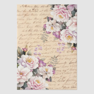 Papel De Seda Decoupage de Carta de Amor Floral Inspirado em Vin