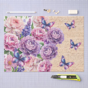 Papel De Seda Decoupage de Carta de Amor Floral Vintage Romântic