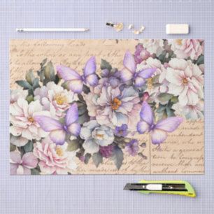 Papel De Seda Decoupage de Carta de Amor Floral Vintage Romântic