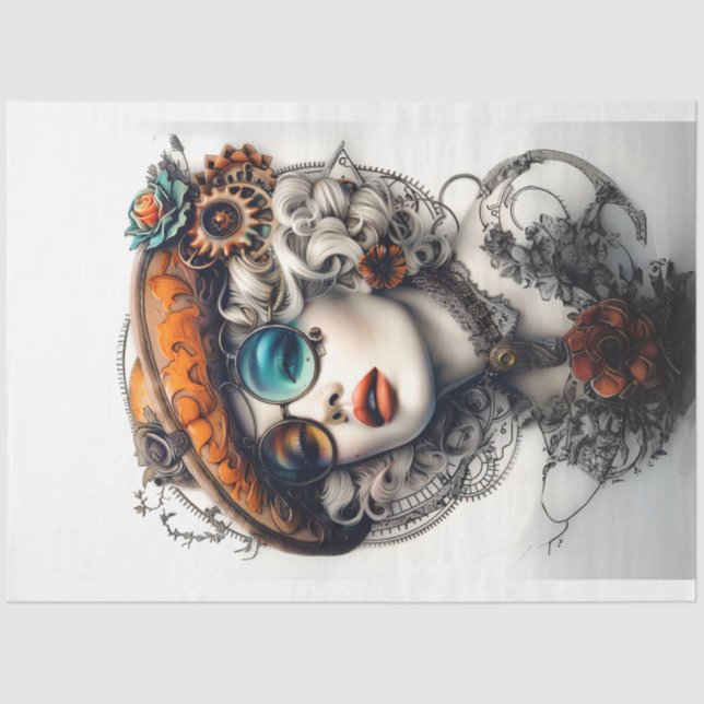 Papel De Seda Decoupage de Cassandrea Apontadora Steampunk Boho (Frente )