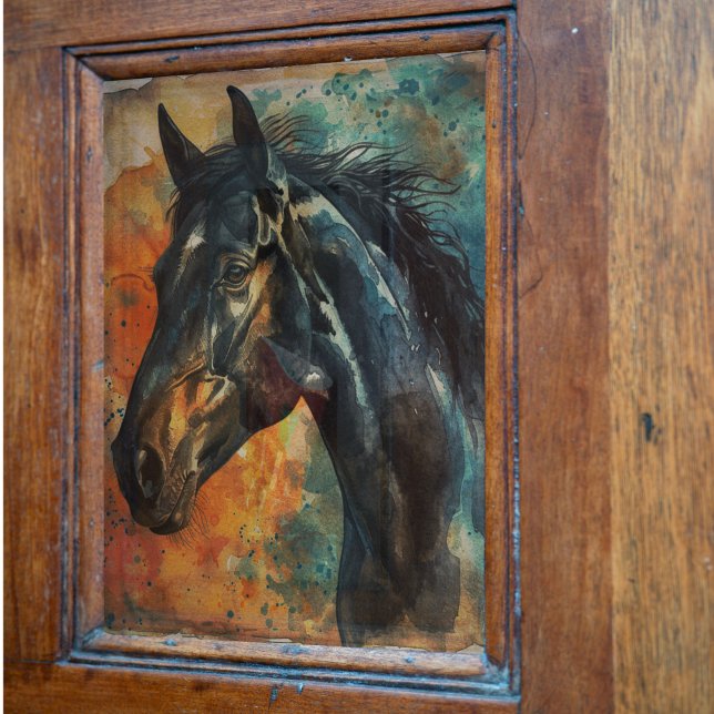 Papel De Seda Decoupage de Cavalo Negro Selvagem de Cana-d-Água (Criador carregado)