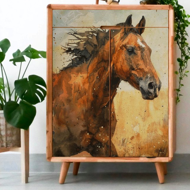 Papel De Seda Decoupage de Cavalo Selvagem de Aquarela (Criador carregado)